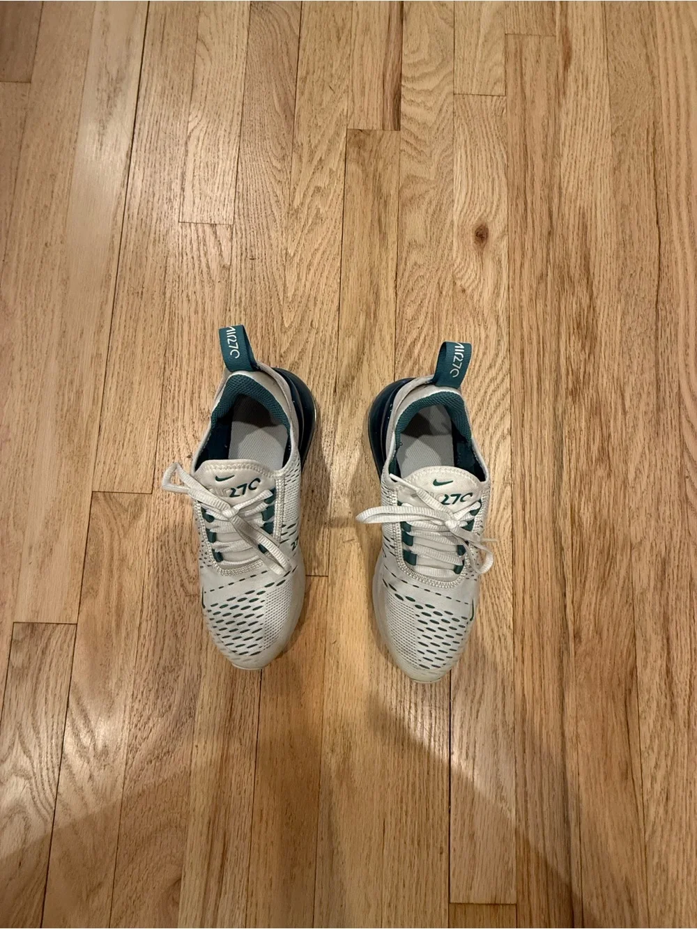 Nike Kids Air Max 270 React White Teal Lace-Up Sneakers